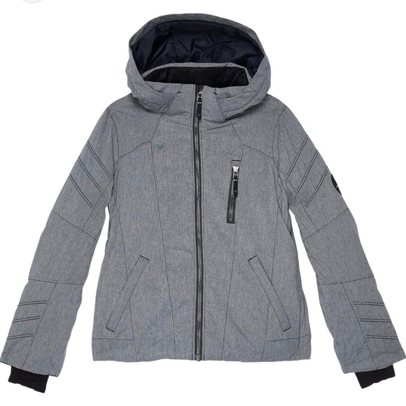 Obermeyer -big girls Rayla grey ski snow hooded jacket full zip up winter coat M - Picture 1 of 11